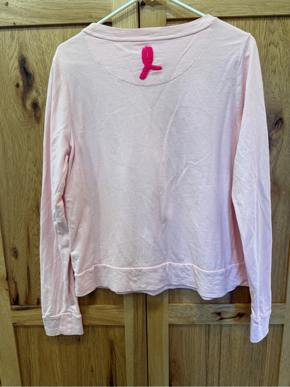 Lilly Pulitzer pink long sleeve top with beaded love design. Size M - Picture 4 of 5